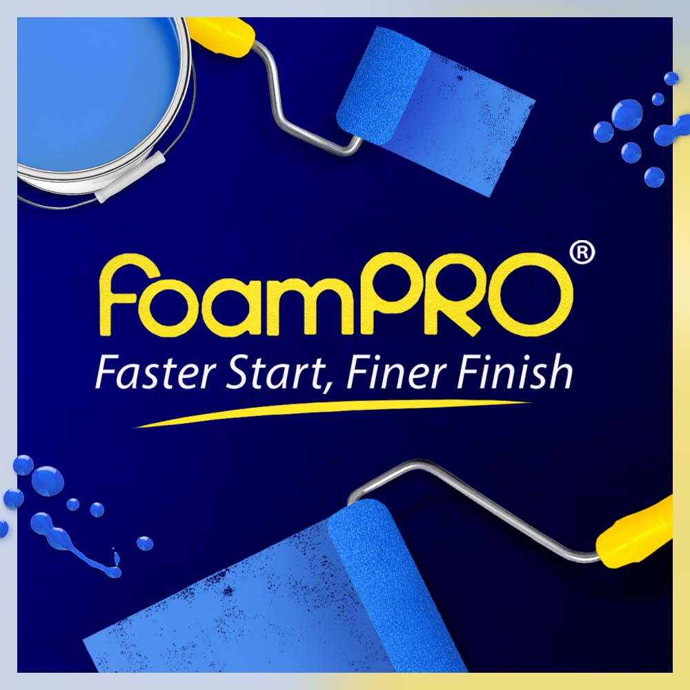 Foampro 4” Fine Finish Paint Roller Kit | 1 Plastic Paint Tray, 1 Roller Handle, 10 Foam Rollers