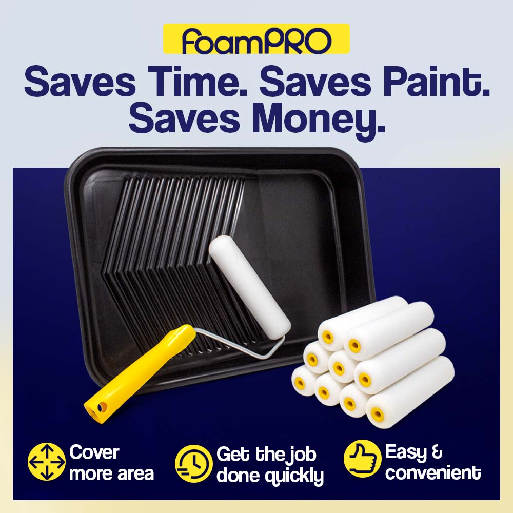 6 Piece Kit (9" Roller & Frame, Tray, 3" Rlr, Edger, 2" Brush) Interior Painting Kit