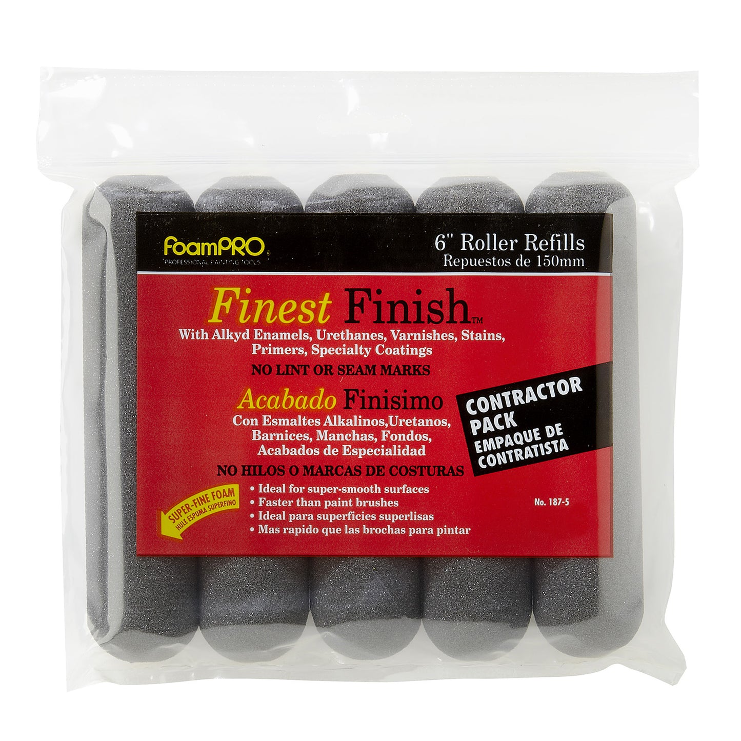 Professional 5 Pack 6" Mini Roller Refills (high-density foam)